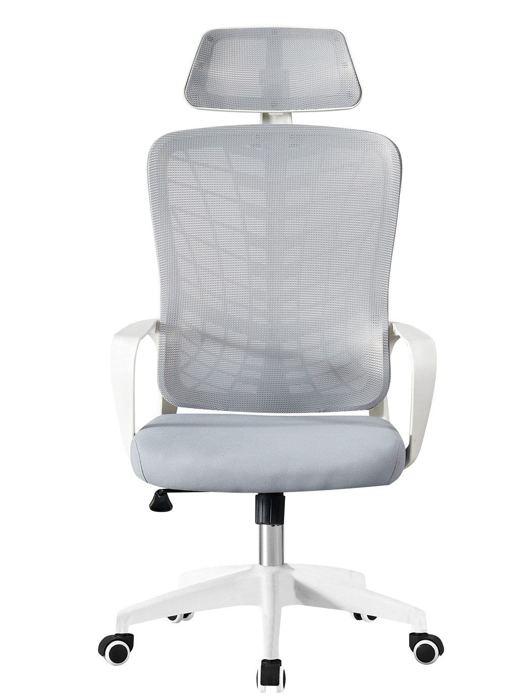 Sillón de oficina MELLAC, alto, blanco, malla y asiento gris - Imagen 2