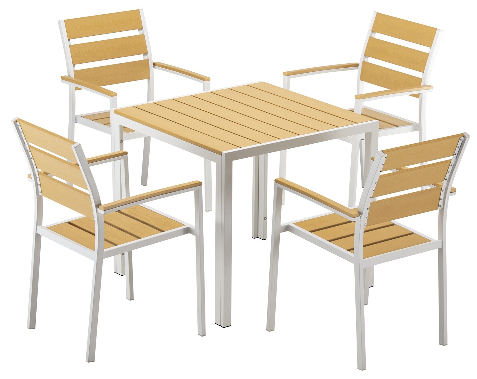 Sillón GARIBALDI, apilable, metal blanco, polywood amarillo - Imagen 5