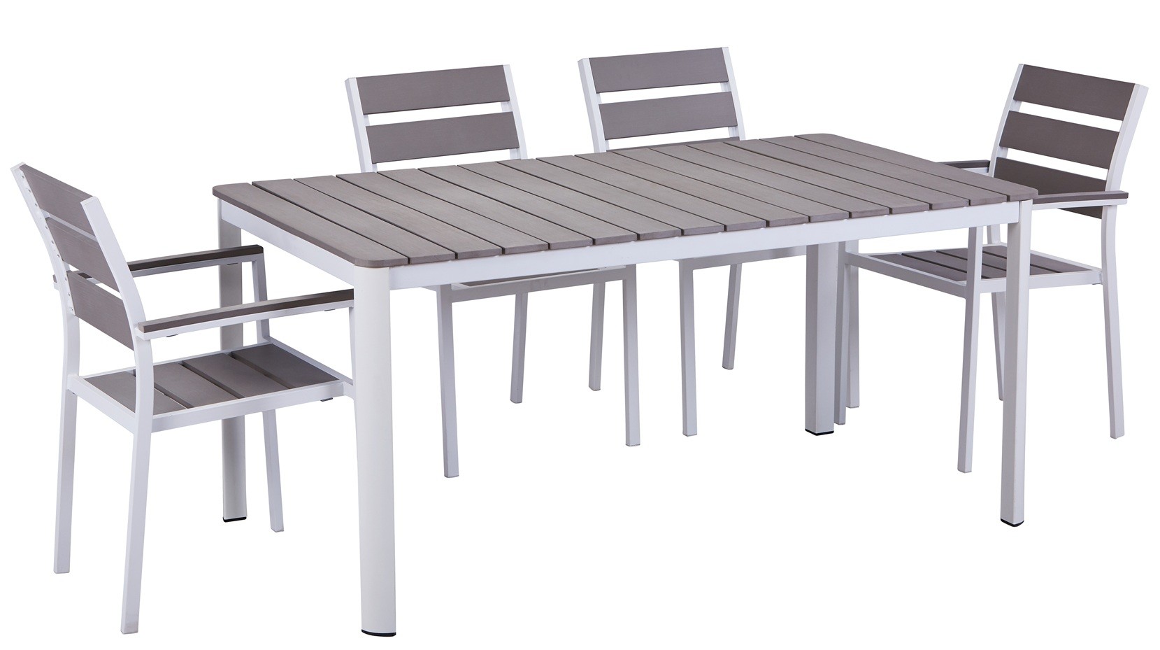 Sillón GARIBALDI, apilable, metal blanco, polywood gris - Imagen 4