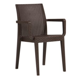 Sillón GLADY, apilable, polipropileno marrón chocolate