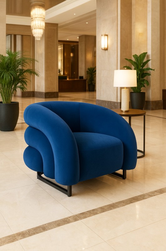 Sillón KARLOVY, tapizado velvet azul - Imagen 5