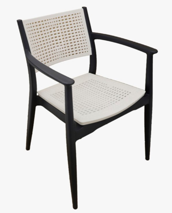 Sillón MILTON, apilable, polipropileno antracita y blanco