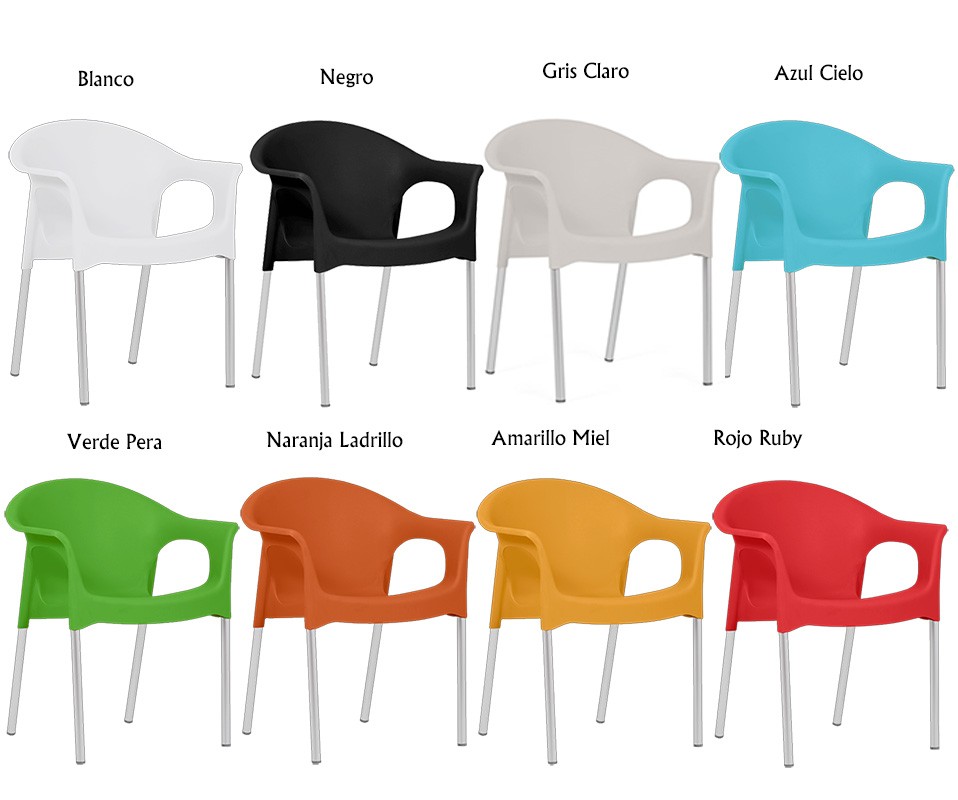 Sillón NILO, aluminio, apilable, polipropileno gris claro - Imagen 3