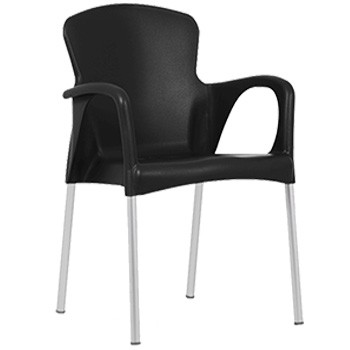 Sillón SENA, apilable, polipropileno negro
