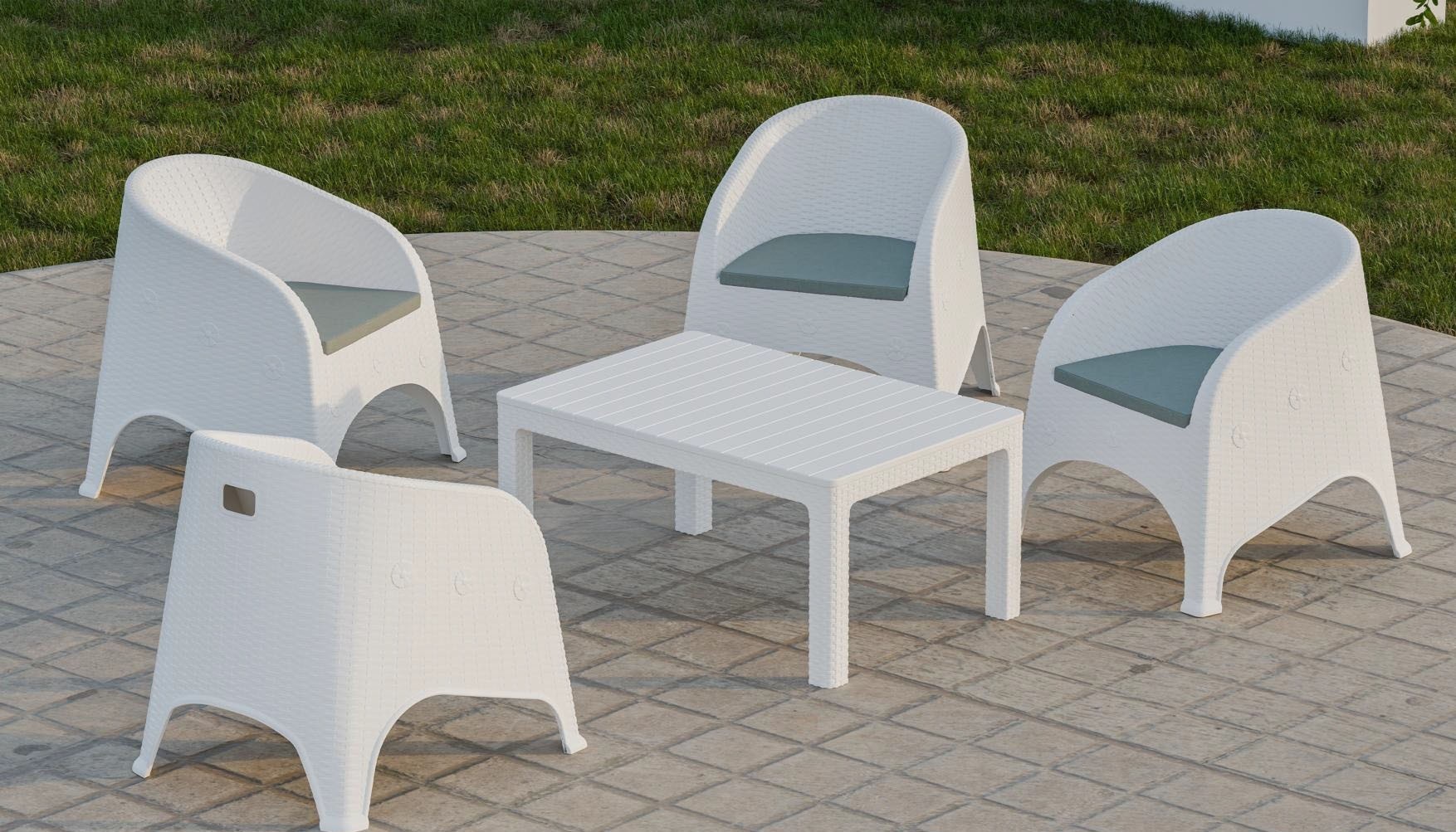 Sillón SURF, apilable, polipropileno blanco, cojín gris - Imagen 2