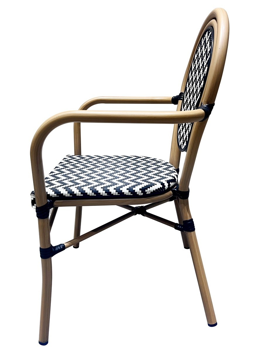 Sillón TARAMAY, apilable, aluminio, mesh blanco y negro - Imagen 4