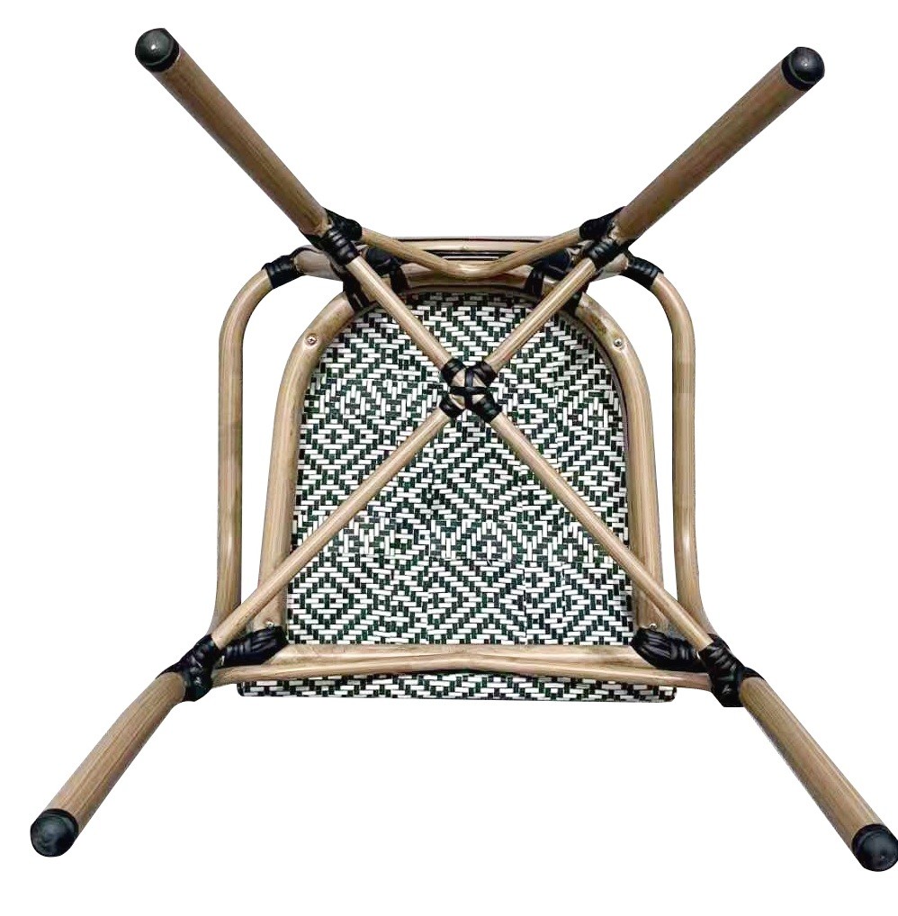 Sillón TARAMAY, apilable, aluminio, mesh crema y verde - Imagen 5