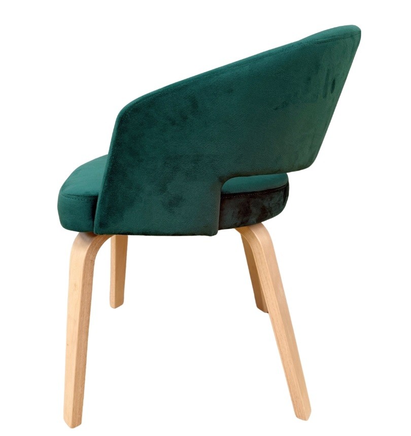 Sillón VISEU, contrachapado de madera de hevea, natural, velvet verde oscuro - Imagen 3