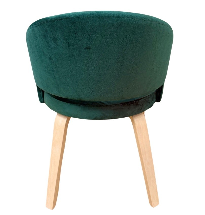 Sillón VISEU, contrachapado de madera de hevea, natural, velvet verde oscuro - Imagen 4