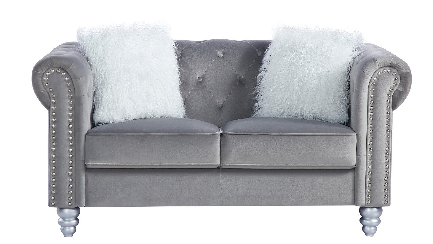 Sofá CHESTER STYLE, 2 plazas, tapizado velvet gris 27 - Imagen 2