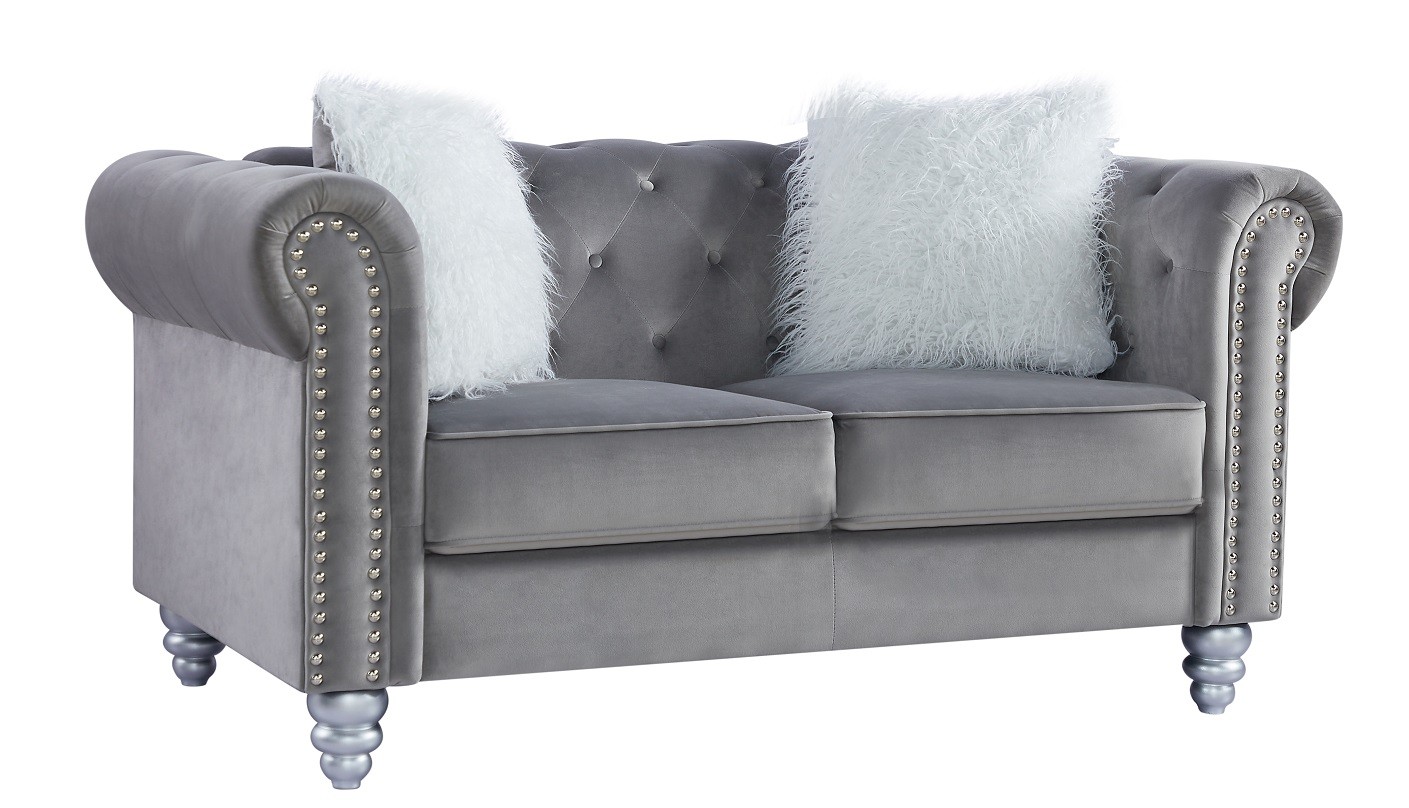 Sofá CHESTER STYLE, 2 plazas, tapizado velvet gris 27
