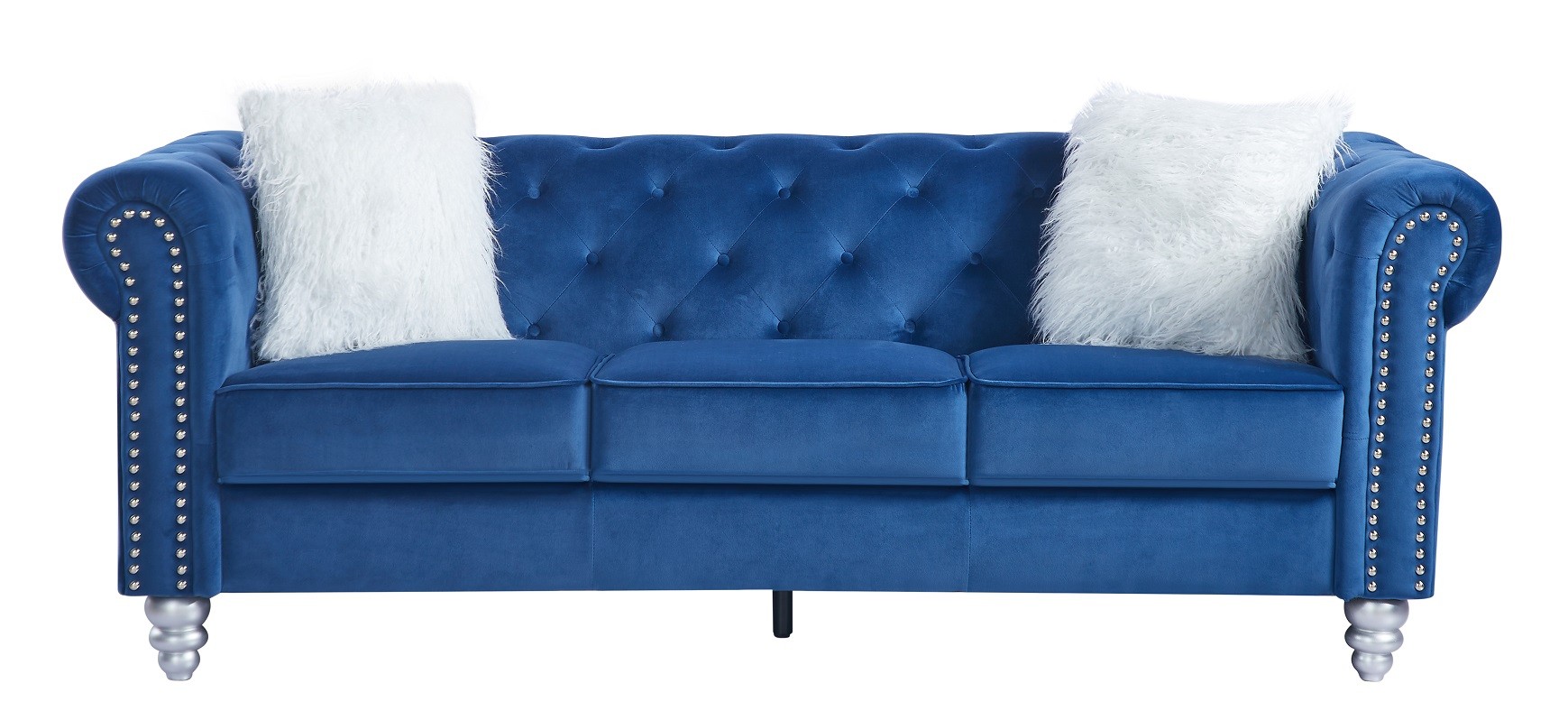 Sofá CHESTER STYLE, 3 plazas, tapizado velvet azul 67 - Imagen 2
