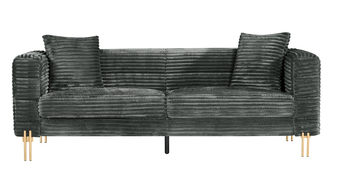 Sofá LARIOS, 3 plazas, tejido corduroy gris - Imagen 2
