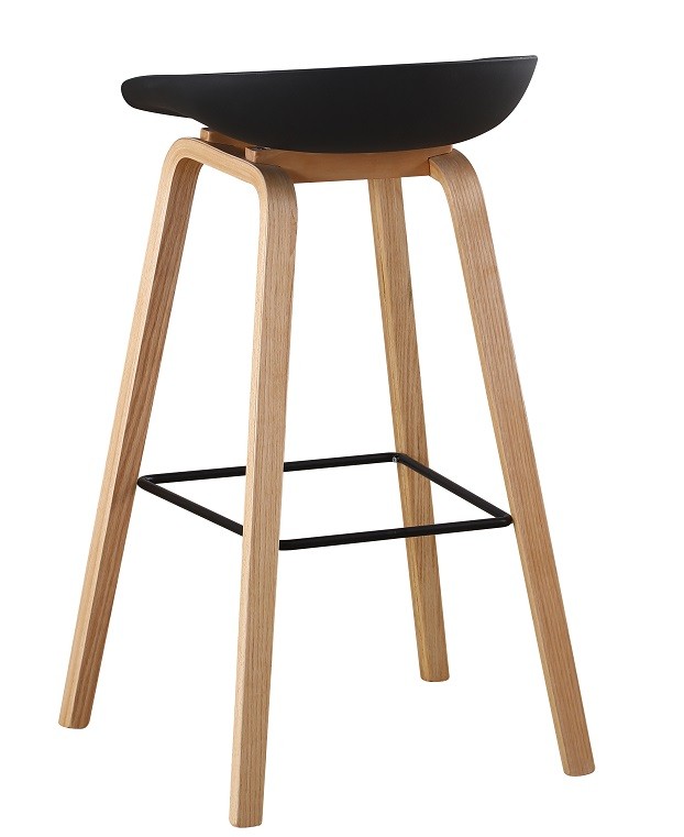 Taburete AWAK (TO), madera curvada, asiento polipropileno negro - Imagen 2