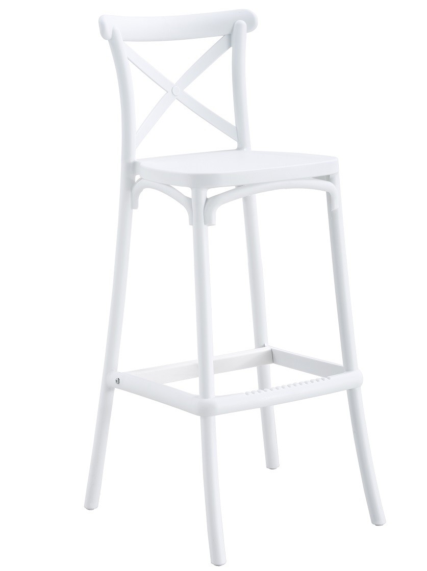 Taburete CORFÚ, tratamiento anti UV, polipropileno blanco