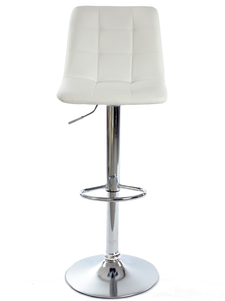 Taburete DESEO NEW (M), cromado, similpiel blanca - Imagen 4