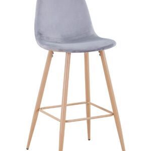 Taburete EPOQUE NEW, patas metálicas, terciopelo gris 19