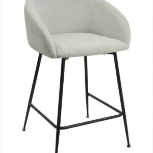 Taburete LAUREN 60 cms, metal, tapizado tejido linen gris claro