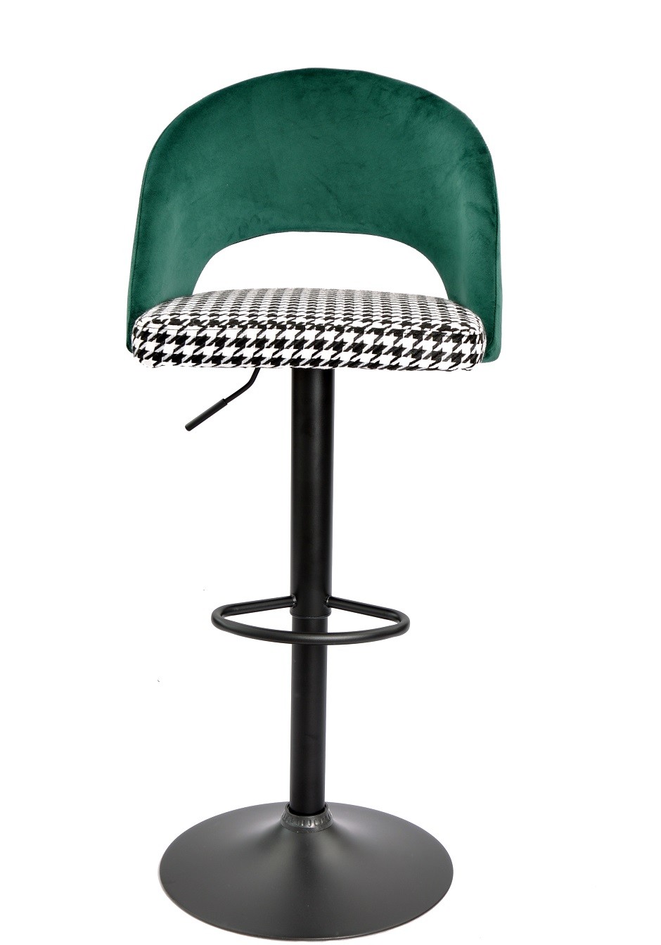 Taburete TEIDE, regulable, metal negro, tapizado verde con pata de gallo - Imagen 3