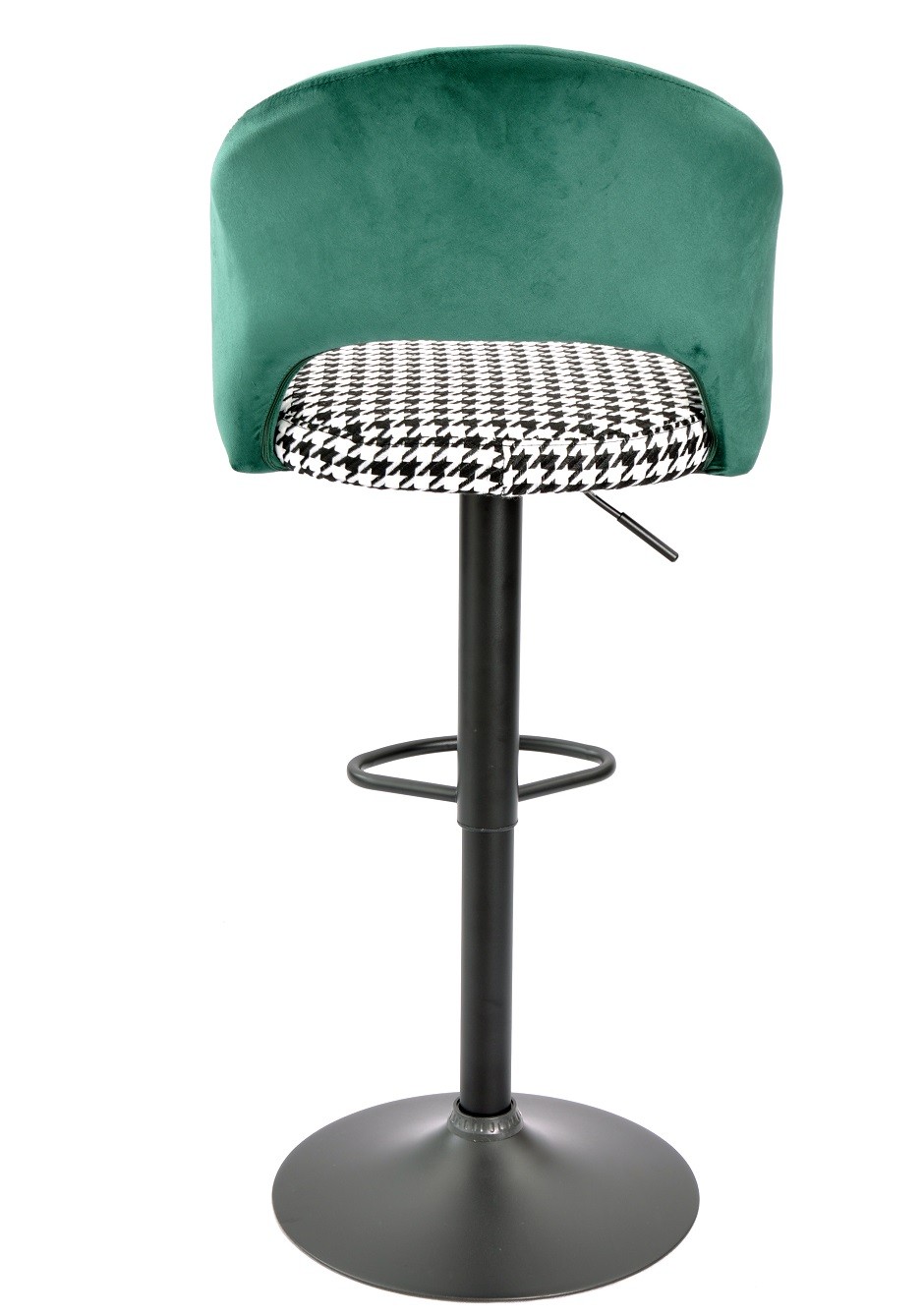 Taburete TEIDE, regulable, metal negro, tapizado verde con pata de gallo - Imagen 4