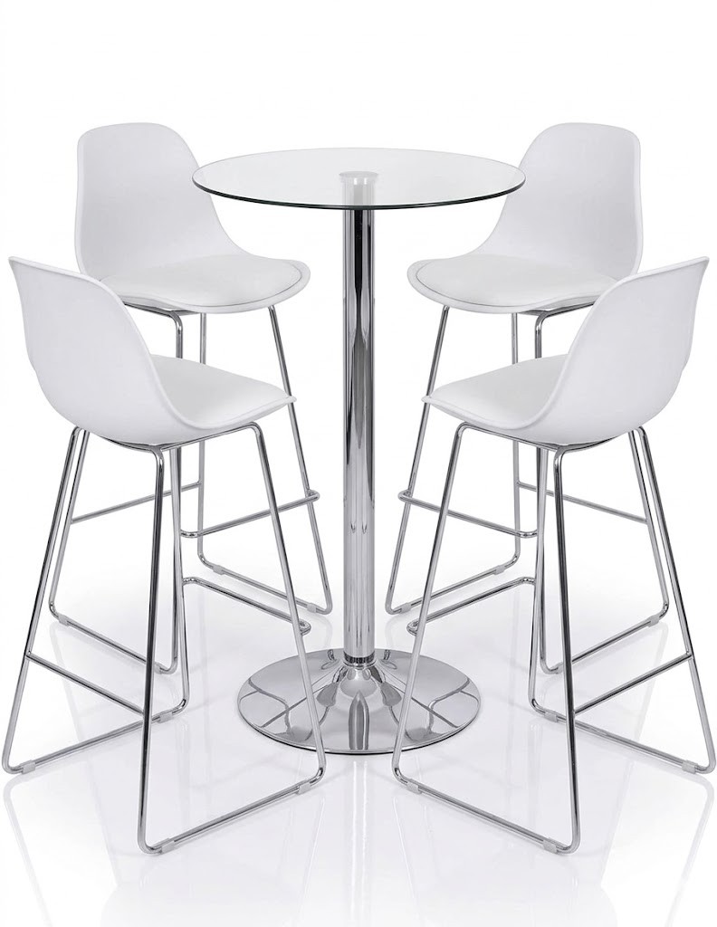 Taburete TOW FIBB, cromado, carcasa y tapizado blanco - Imagen 2