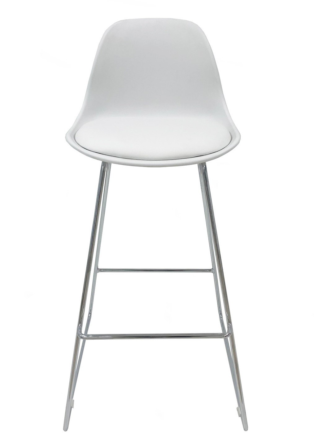 Taburete TOW FIBB, cromado, carcasa y tapizado blanco - Imagen 3