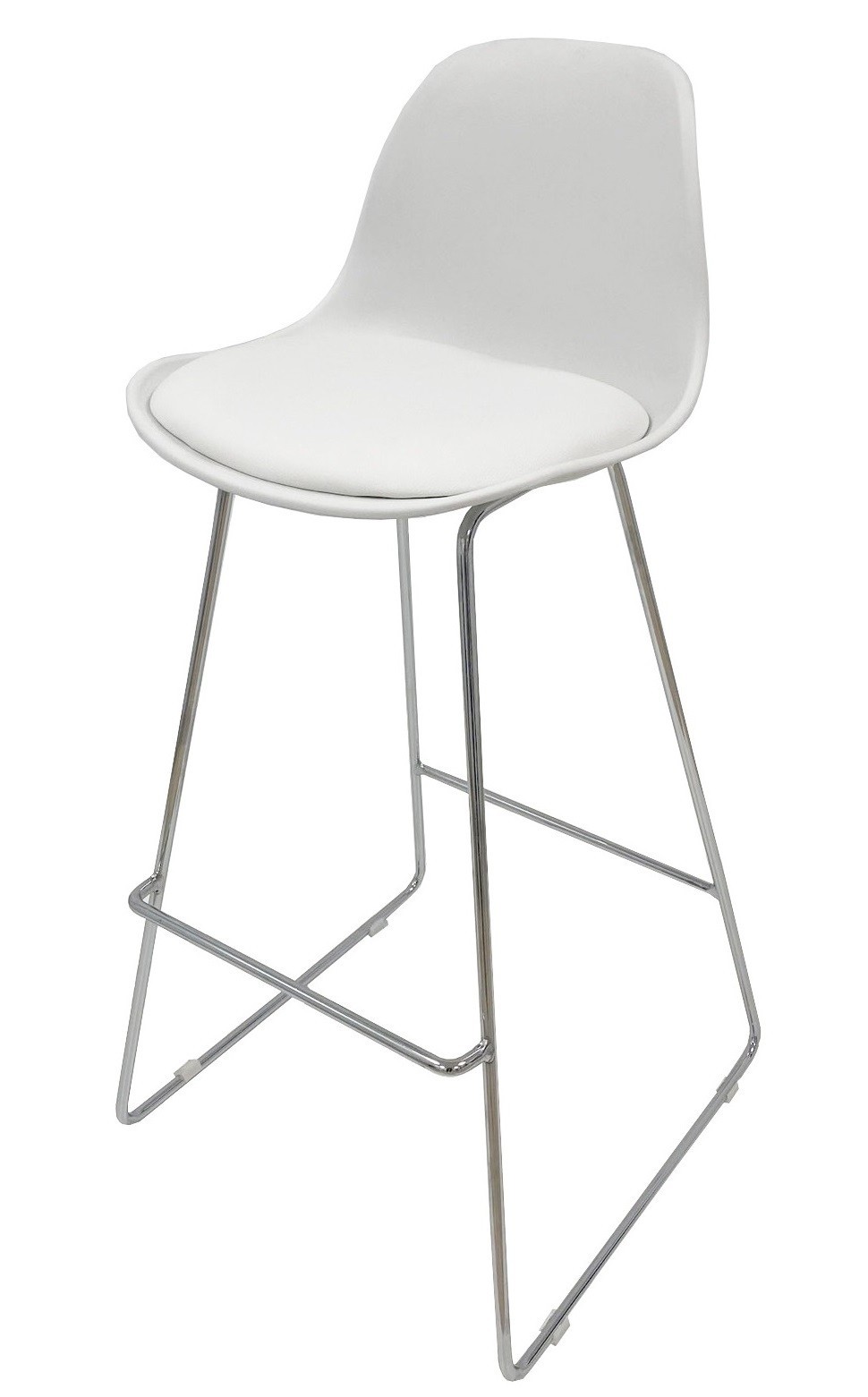 Taburete TOW FIBB, cromado, carcasa y tapizado blanco - Imagen 4